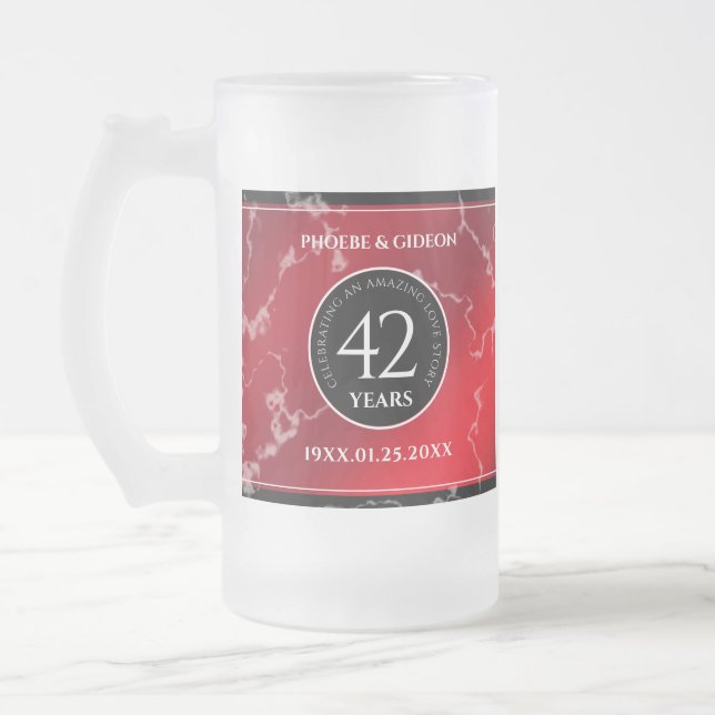 Taza De Cristal Esmerilado Elegante 42° Aniversario del Boda Jasper (Izquierda)
