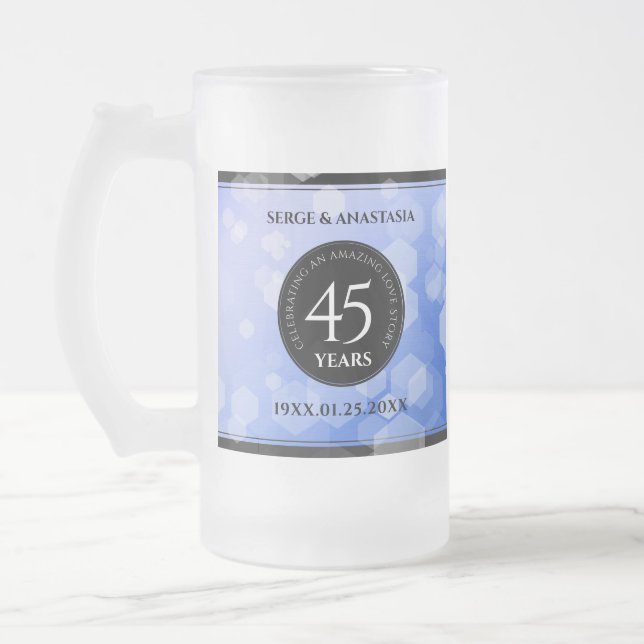 Taza De Cristal Esmerilado Elegante 45° Aniversario del Boda de Sapphire