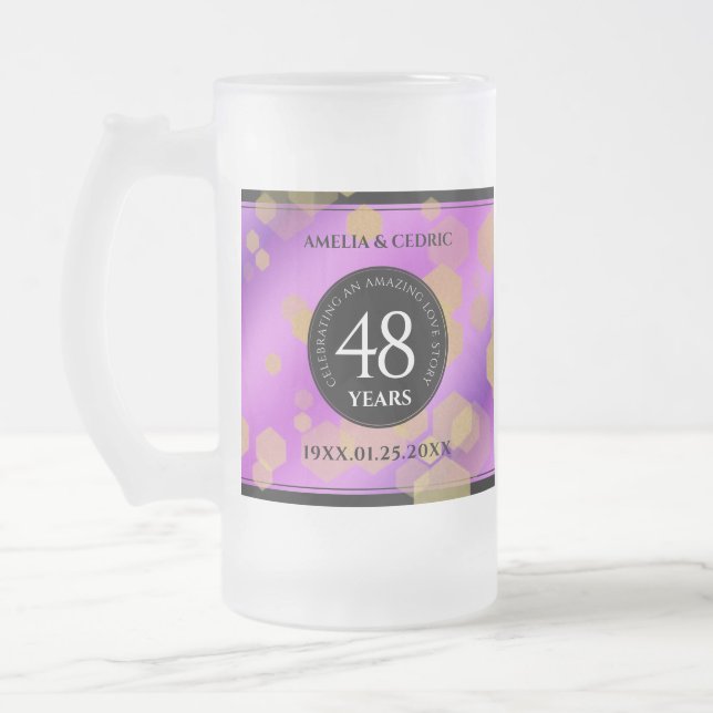 Taza De Cristal Esmerilado Elegante 48º Aniversario del Boda Ametista (Izquierda)