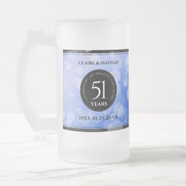 Taza De Cristal Esmerilado Elegante 51° Aniversario del Boda Sapphire