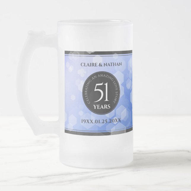 Taza De Cristal Esmerilado Elegante 51° Aniversario del Boda Sapphire (Izquierda)