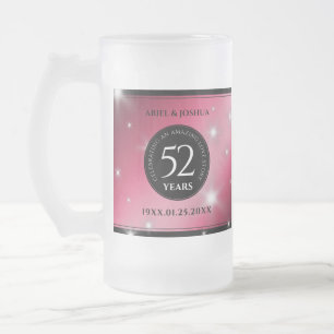 Taza De Cristal Esmerilado Elegante 52° Aniversario del Boda de Ruby