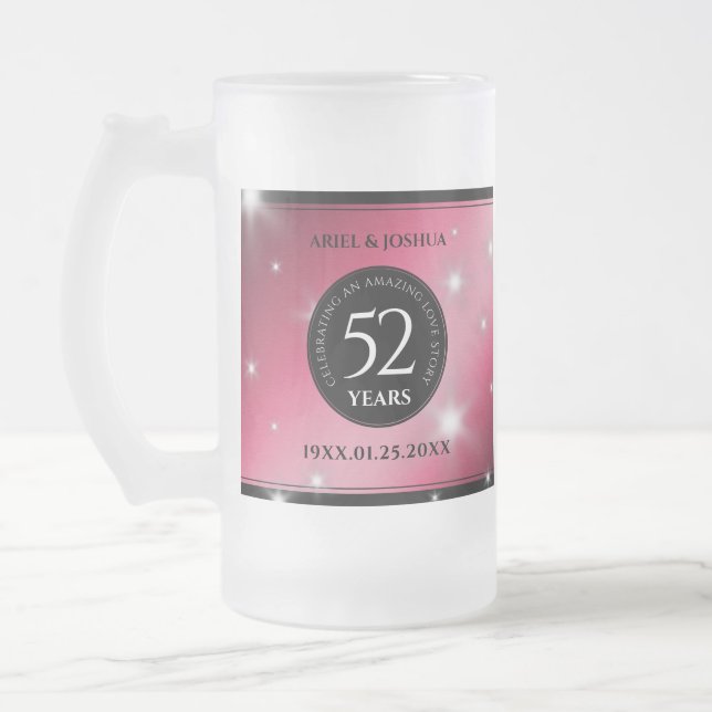 Taza De Cristal Esmerilado Elegante 52° Aniversario del Boda de Ruby (Izquierda)