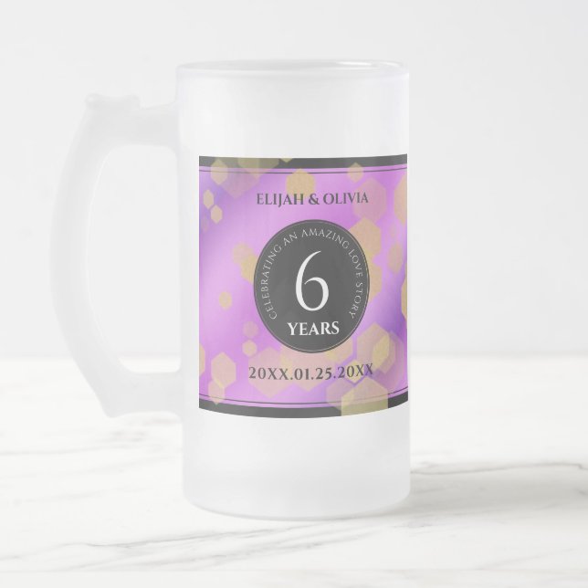 Taza De Cristal Esmerilado Elegante 6º Aniversario del Boda Ametista (Izquierda)