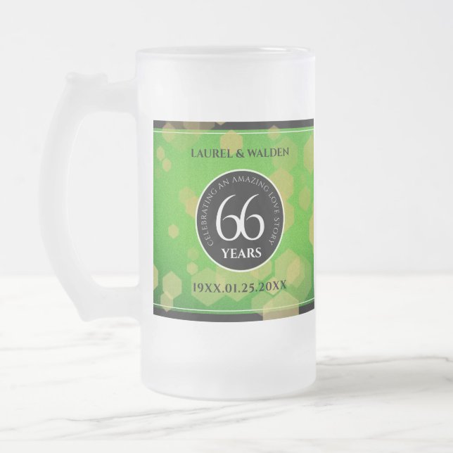 Taza De Cristal Esmerilado Elegante 66º aniversario del Boda Titanita (Izquierda)
