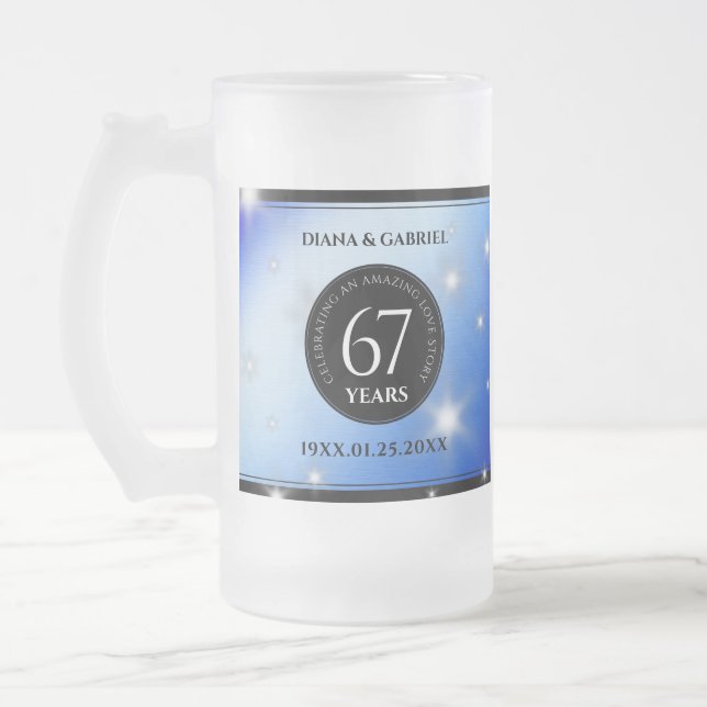 Taza De Cristal Esmerilado Elegante 67º Aniversario del Boda de Star Sapphire (Izquierda)