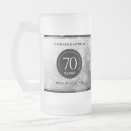 Taza De Cristal Esmerilado Elegante 70° Aniversario del Boda Platino