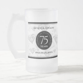 Taza De Cristal Esmerilado Elegante 75° Aniversario del Boda del Diamante