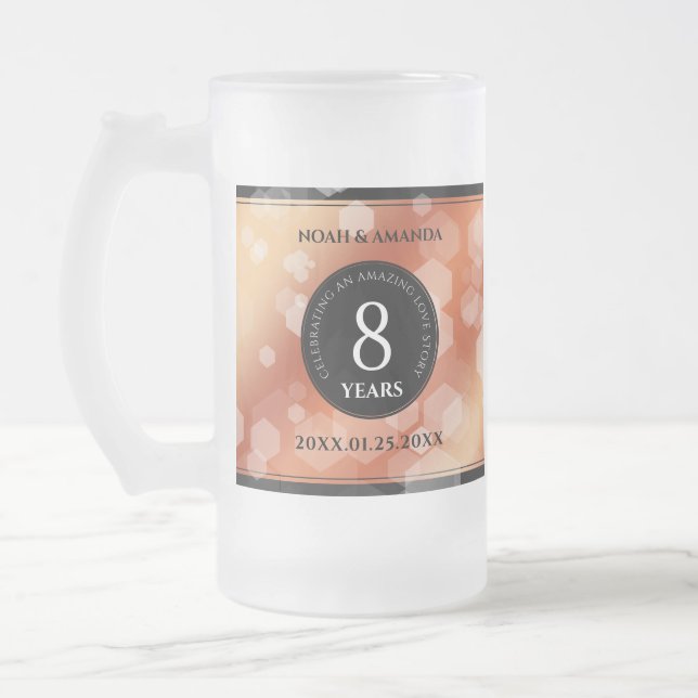 Taza De Cristal Esmerilado Elegante 8° Aniversario del Boda de Bronce (Izquierda)