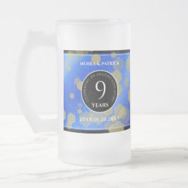 Taza De Cristal Esmerilado Elegante 9° Aniversario del Boda Lapis Lazuli