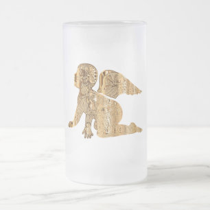 Taza De Cristal Esmerilado Elegante Ángel dorado brillante Celestialmente Bla