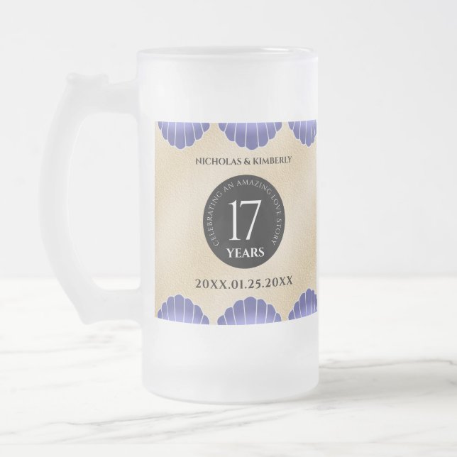 Taza De Cristal Esmerilado Elegante aniversario Boda de 17 conchas (Izquierda)