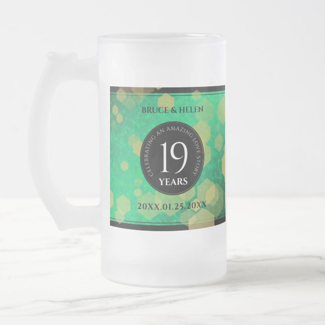 Taza De Cristal Esmerilado Elegante celebración del 19° Aniversario del Boda  (Izquierda)