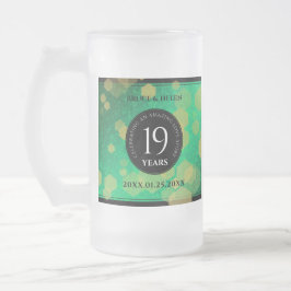 Taza De Cristal Esmerilado Elegante celebración del 19° Aniversario del Boda 