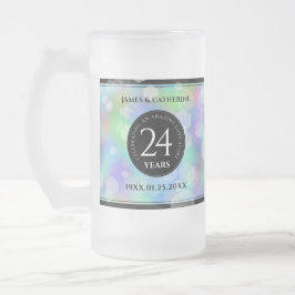 Taza De Cristal Esmerilado Elegante celebración del 24° Aniversario del Boda