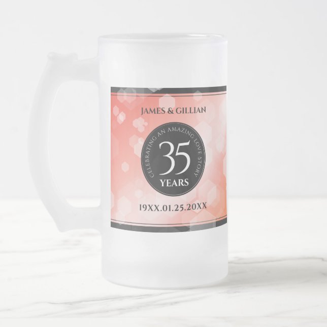 Taza De Cristal Esmerilado Elegante celebración del 35° aniversario del Boda  (Izquierda)