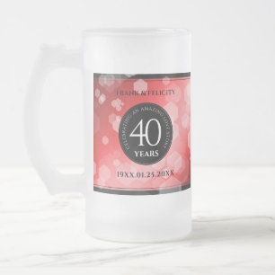 Taza De Cristal Esmerilado Elegante celebración del 40° Aniversario del Boda