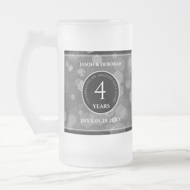 Taza De Cristal Esmerilado Elegante celebración del cuarto aniversario de Bod (Izquierda)
