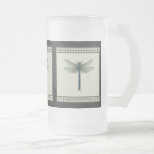 Taza De Cristal Esmerilado Elegante Dragonfly azul