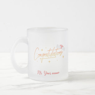 Taza De Cristal Esmerilado Elegante Escuela de Graduación Mínima de Oro Nombr
