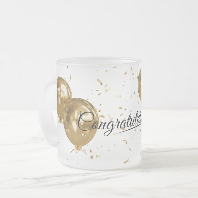 Taza De Cristal Esmerilado Elegante Escuela de Graduación Mínima Gold (Anverso izquierdo)