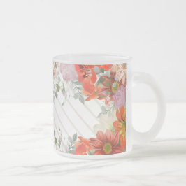 Taza De Cristal Esmerilado Elegante floral rústica