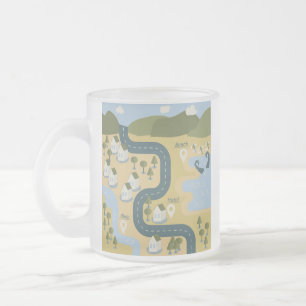 Taza De Cristal Esmerilado Elegante mapa de viajes de vacaciones de personali