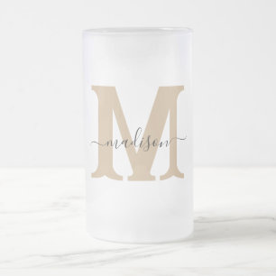 Taza De Cristal Esmerilado Elegante Monograma Cerveza Frosted Mug