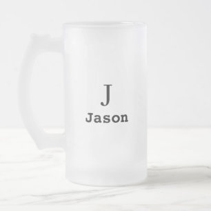 Taza De Cristal Esmerilado Elegante Monograma Nombre inicial personalizado