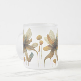 Taza De Cristal Esmerilado Elegante Mug Con Intrincadas Oro.