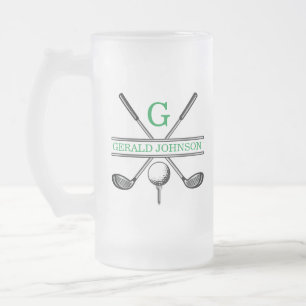 Taza De Cristal Esmerilado Elegante Personalizado Minimalista Golf Monograma