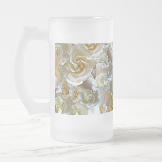 Taza De Cristal Esmerilado Elegante Rosa floral Petal (Izquierda)