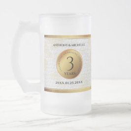 Taza De Cristal Esmerilado Elegante tercer aniversario Boda de cuero
