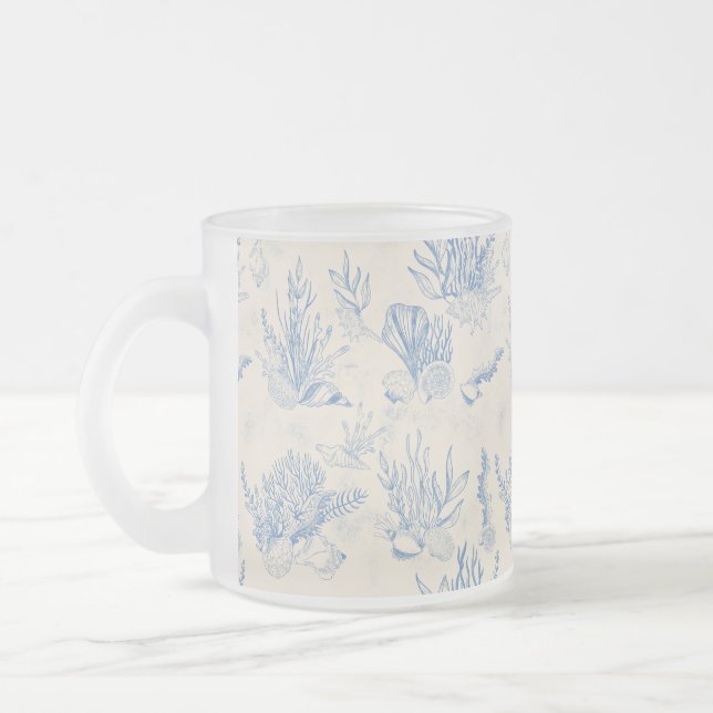Taza De Cristal Esmerilado Elegante toile azul oceánico (Izquierda)