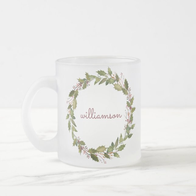 Taza De Cristal Esmerilado Elegantes Navidades Personalizados escribieron Vin (Izquierda)