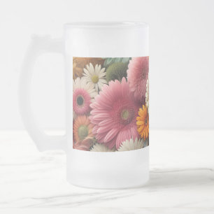 Taza De Cristal Esmerilado Elevar tu espacio de color Gerbera Daisy Floral