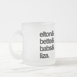 Taza De Cristal Esmerilado Elton Bette Babs y Liza