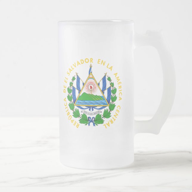 Taza De Cristal Esmerilado emblema de El Salvador (Derecha)