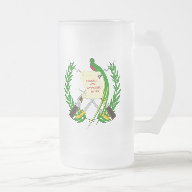Taza De Cristal Esmerilado emblema de Guatemala (Derecha)