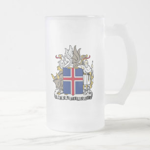 Taza De Cristal Esmerilado emblema de Islandia