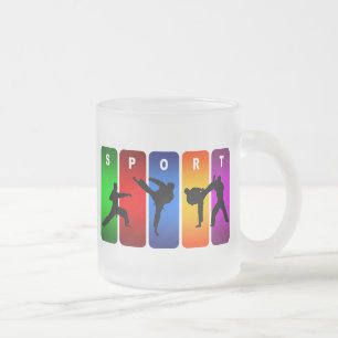 Taza De Cristal Esmerilado Emblema multicolor del karate