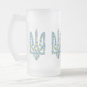 Taza De Cristal Esmerilado Emblema nacional ucraniano trident tryzub
