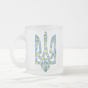 Taza De Cristal Esmerilado Emblema nacional ucraniano trident tryzub