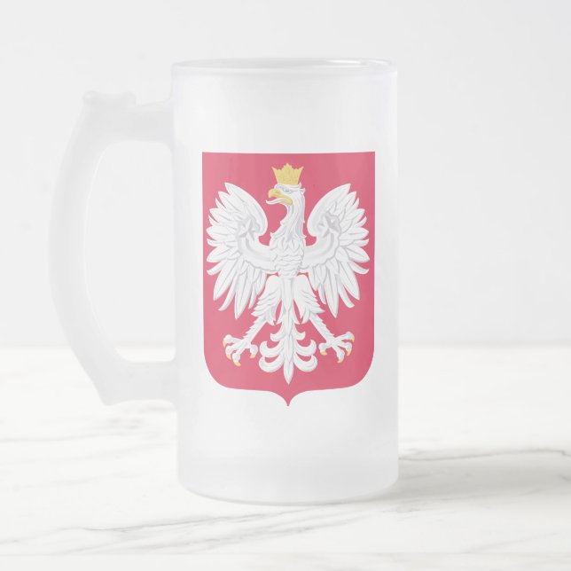 Taza De Cristal Esmerilado Emblema polaco - escudo de Polonia - hierba Polski (Izquierda)