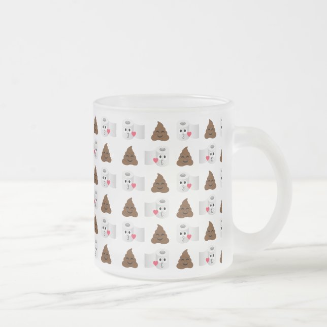 Taza De Cristal Esmerilado emoji de caca y papel higiénico (Derecha)
