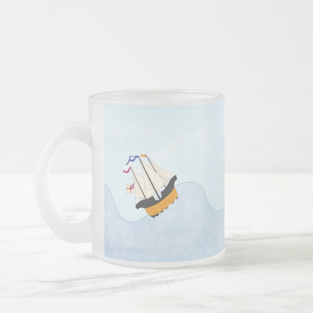 Taza De Cristal Esmerilado En el mar Rodante tres barcos británicos en crucer (Izquierda)