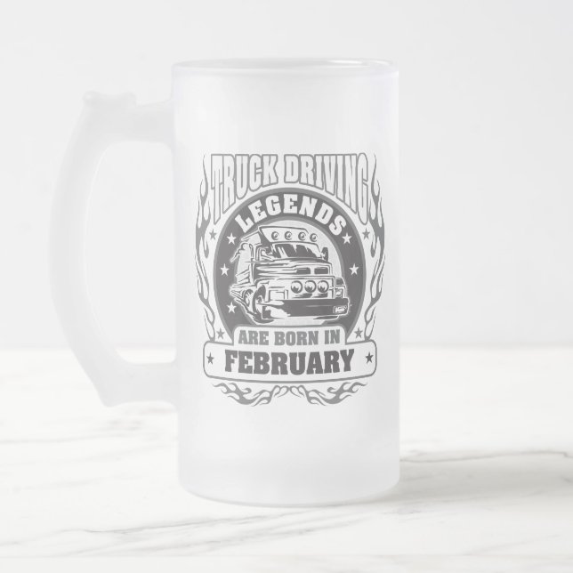 Taza De Cristal Esmerilado En Febrero Nacieron Leyendas Para Conducir Camione (Izquierda)
