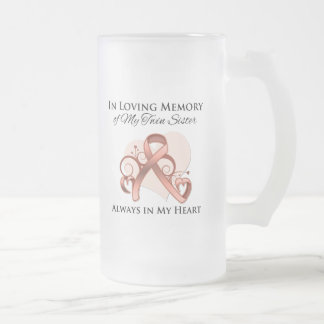 Taza De Cristal Esmerilado En memoria de mi hermana gemela - cáncer uterino