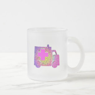 Taza De Cristal Esmerilado enfermera de ambulancia acentuada médico técnico m