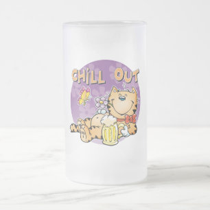 Taza De Cristal Esmerilado Enfríe hacia fuera el gato